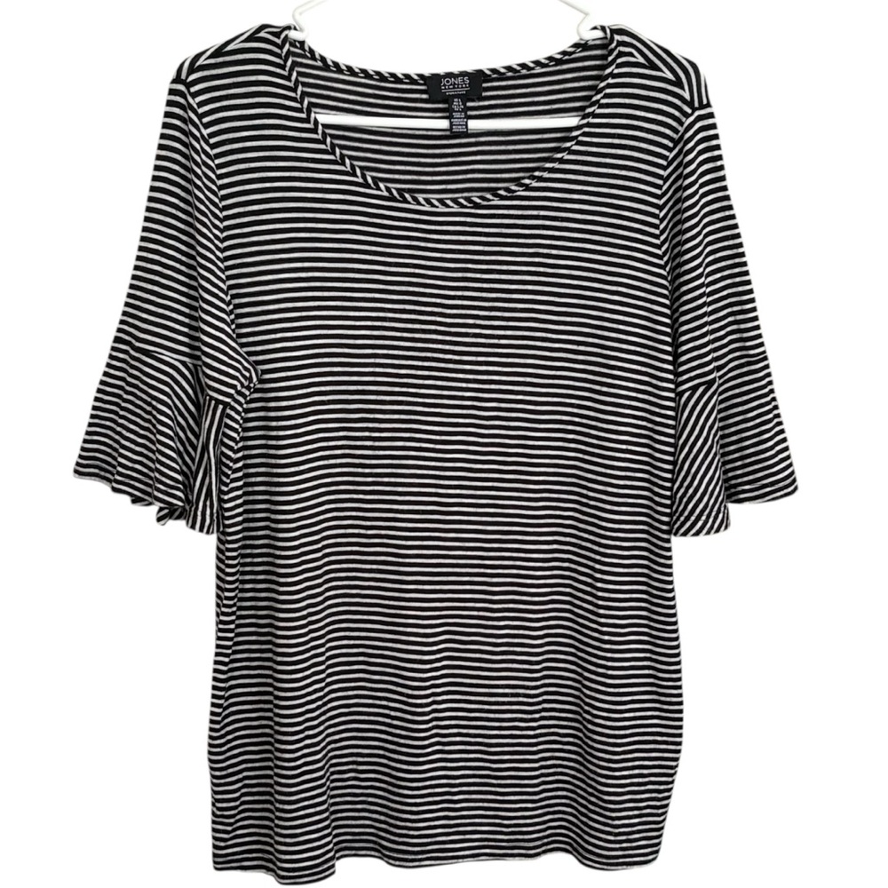 Jones New York Striped Bell Sleeve Top | Size Large
